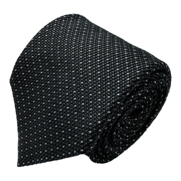 Ermenegildo Zegna Current Black Gray Knit Pure Silk Mens Tie 3.5 Inch NWOT - Picture 1 of 5